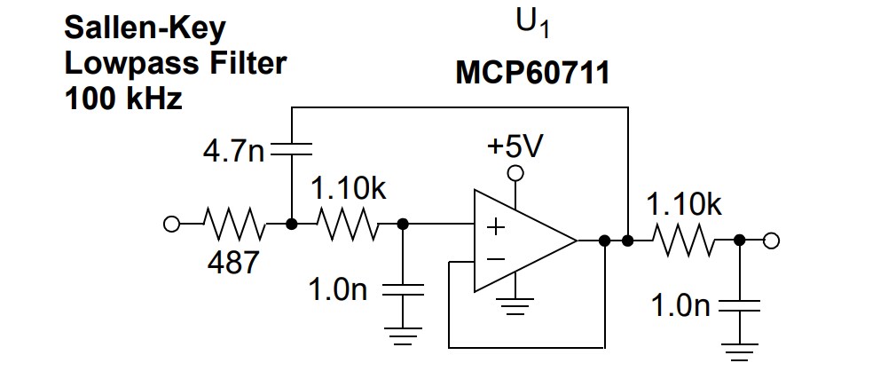 Applikations-Schaltungsdiagramm - Microchip Technology MCP60711/1U/3 10 MHz Präzisions-Operationsverstärker